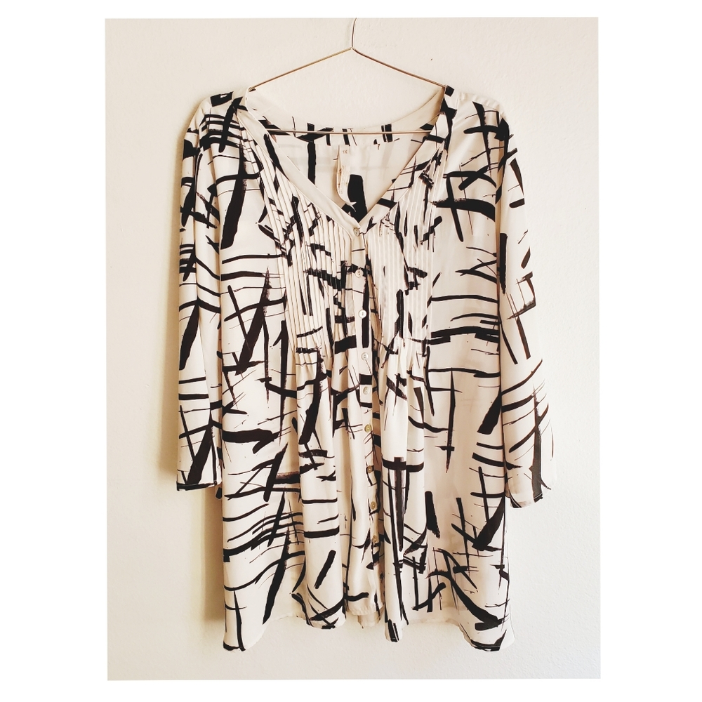 Melissa McCarthy Tunic Top Sz 1x Cream